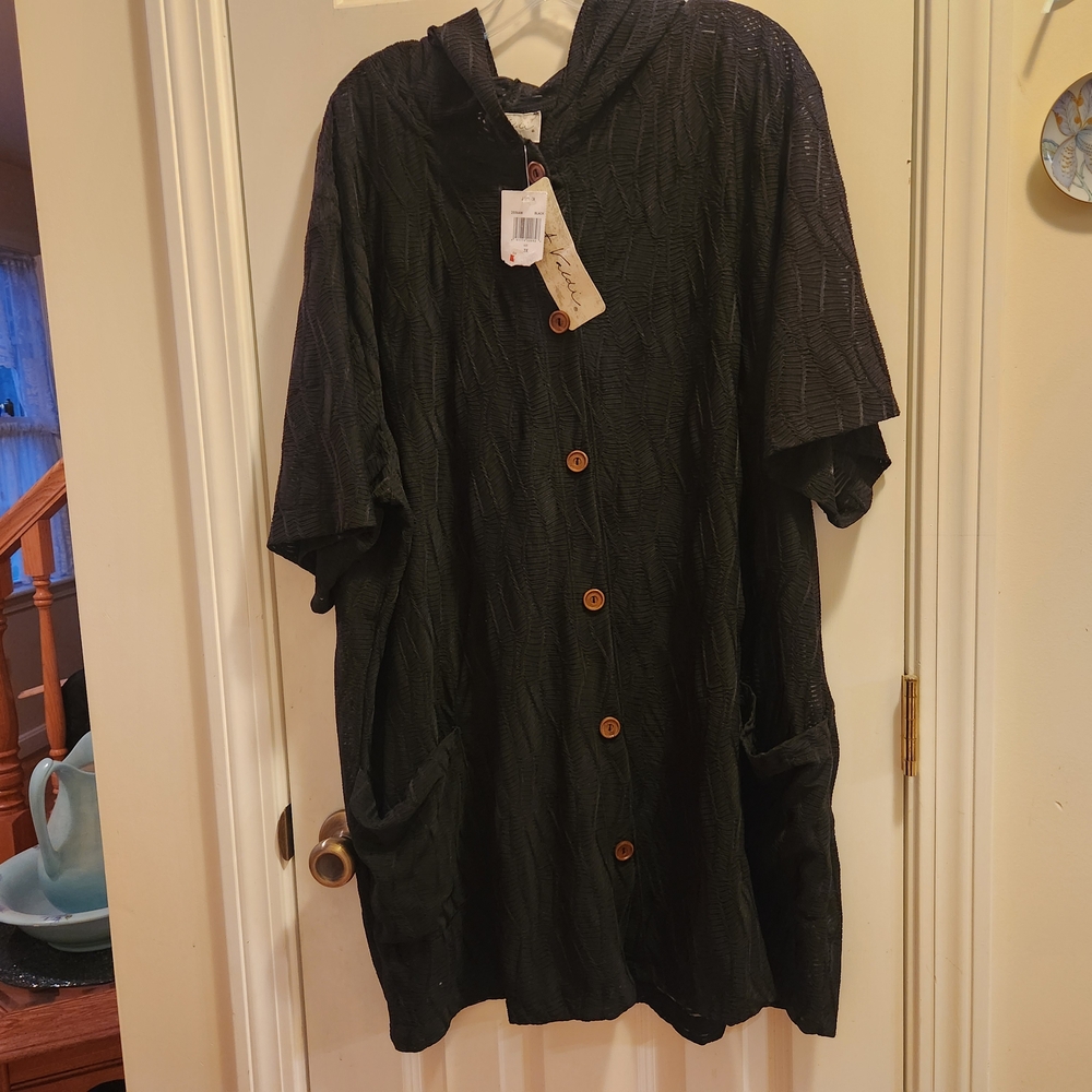 Womens J. Valdi Black Mesh Swim / Beach Cover Up